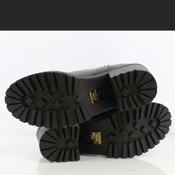 Black Chelsea Lug Platform Block Heel Anke Boot - Picture 6 of 7